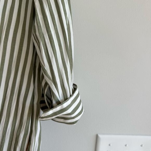 Vince Coast Striped Long Sleeve Shirtdress Green White - Picture 4 of 10